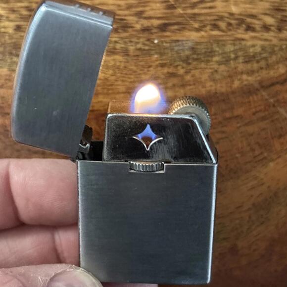 Vtg Ross Lite Windproof Butane Gas Cigarette Lighter Brushed Chrome Japan Tested - Picture 12 of 15